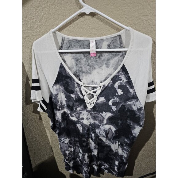 No Boundaries Tops - NoBo No Boundaries Black White Tie Dye T-shirt Junior Women's XXXL 3XL